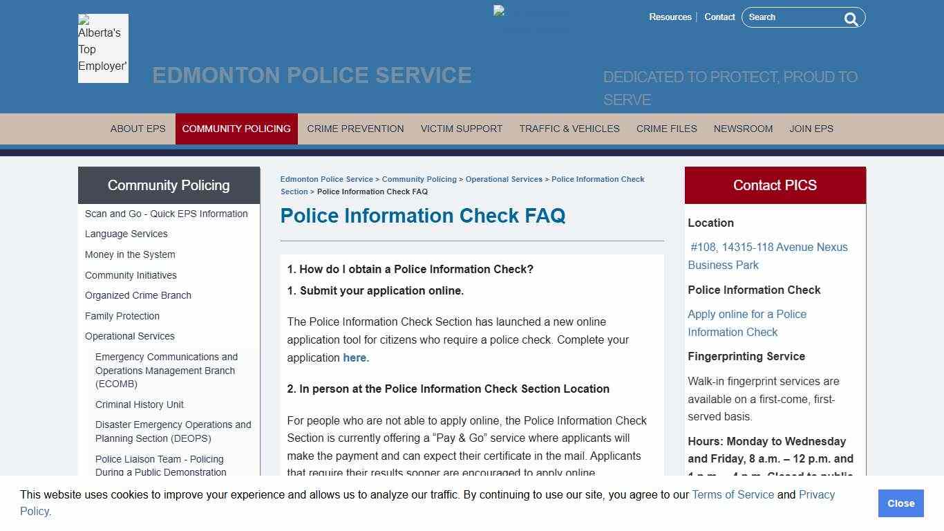 Police Information Check FAQ